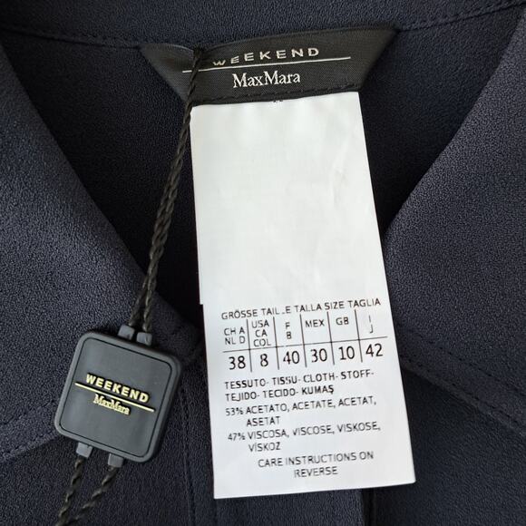 NWT MAX MARA Weekend Muriel Crepe Shirtdress Size 8 Ultramarine Blue - Picture 6 of 11